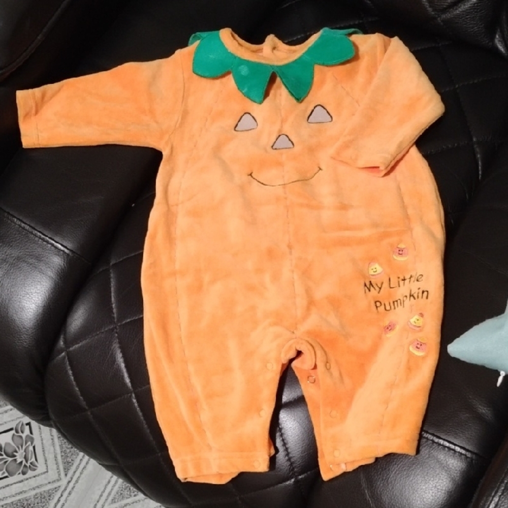 Orange Minibasix Pumpkin Baby Onesie